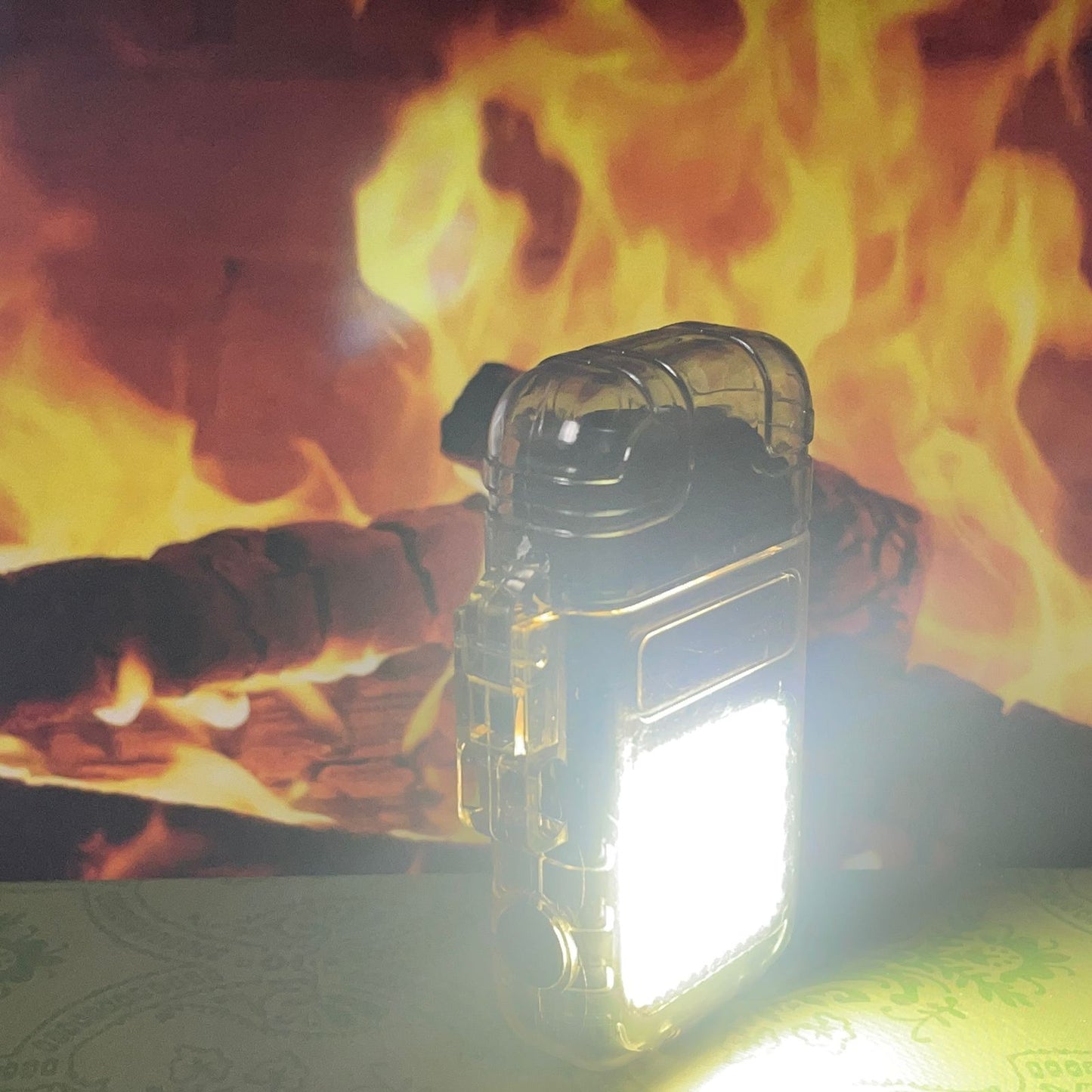Waterproof Dual Arc Plasma Lighter - Outdoor Camping Lighter for Men Women With Led Light, 3 Lighting Modes COB Lamp, Type-C Rechargeable Electric Windproof E Lighter (Black)