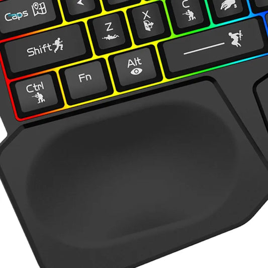 K5 Single-Handed Mechanical Gaming Keyboard RGB Ergonomic Multimedia Knob Detachable Wrist Rest for Laptop Computer Xbox PS4 (P-2357)