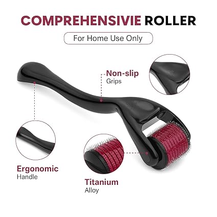 Hair Roller 0.5mm – Boost Hair & Beard Growth | 540 Titanium Needles | Reduce Acne Scars, Repair Damaged Hair & Strengthen Roots | Safe, Easy & Effective for Men & Women|(P-2161)