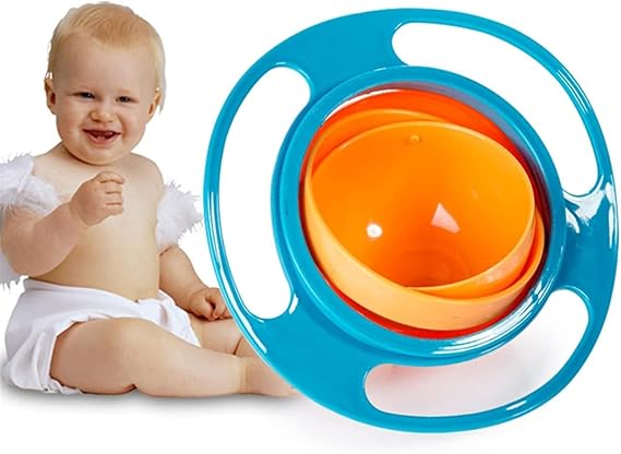 Bowl for Toddlers-Baby Magic Bow-360 for Kids Age 1 to 3 Years-Spill Resistant Bowls for Toddlers with Lid and 360 Bowl Rotations, Mess Free Snack Bowls,Random Color