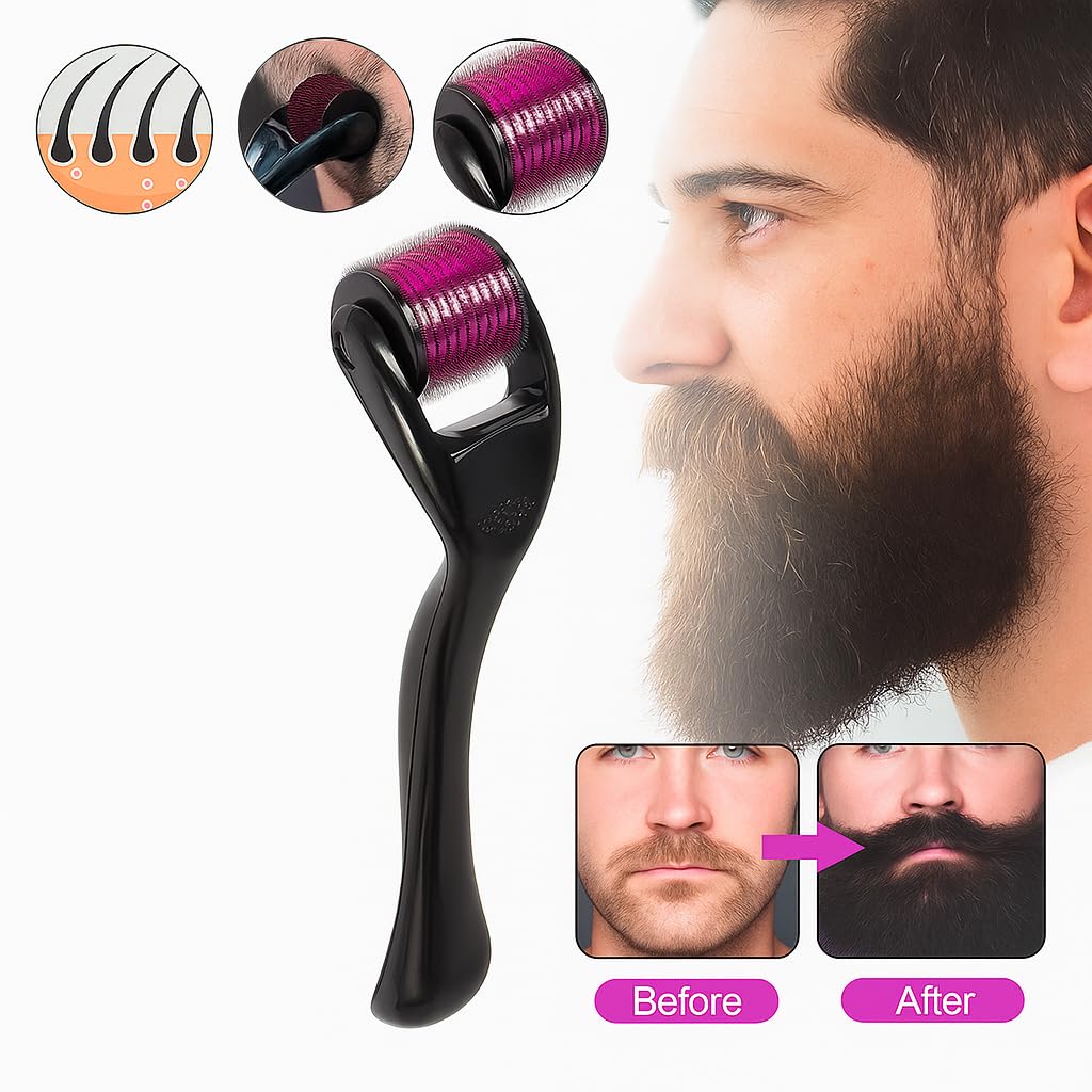 Hair Roller 0.5mm – Boost Hair & Beard Growth | 540 Titanium Needles | Reduce Acne Scars, Repair Damaged Hair & Strengthen Roots | Safe, Easy & Effective for Men & Women|(P-2161)