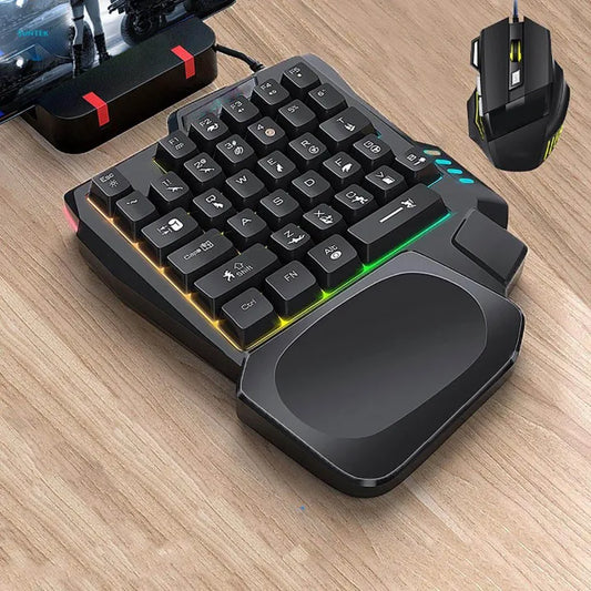 K5 Single-Handed Mechanical Gaming Keyboard RGB Ergonomic Multimedia Knob Detachable Wrist Rest for Laptop Computer Xbox PS4 (P-2357)