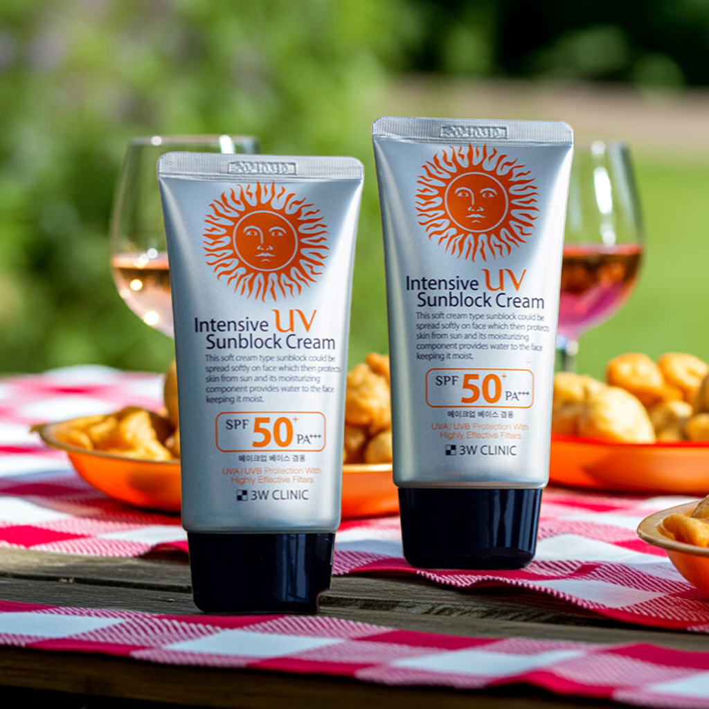 3W Clinic Intensive UV Sunblock Cream SPF50 Pa+++ 70ml (For Make up Base Use Also) (P-2191)
