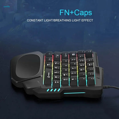 K5 Single-Handed Mechanical Gaming Keyboard RGB Ergonomic Multimedia Knob Detachable Wrist Rest for Laptop Computer Xbox PS4 (P-2357)