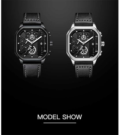 Luxury leather belt fashionable wrist-watch for men