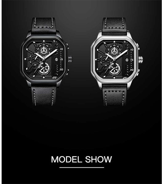 Luxury leather belt fashionable wrist-watch for men