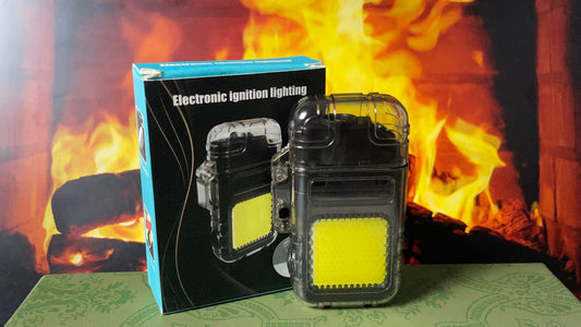Waterproof Dual Arc Plasma Lighter - Outdoor Camping Lighter for Men Women With Led Light, 3 Lighting Modes COB Lamp, Type-C Rechargeable Electric Windproof E Lighter (Black)
