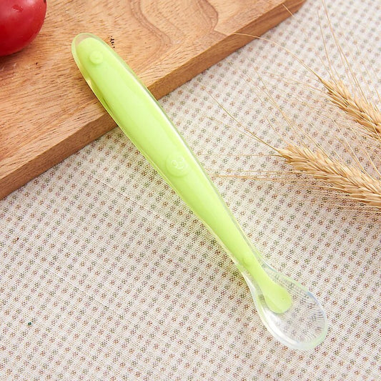 1pcs Multicolor Soft Head Cute Baby Silicone Spoon BPA Free Non-toxic Newborn Training Long Handle Baby Eating Spoon