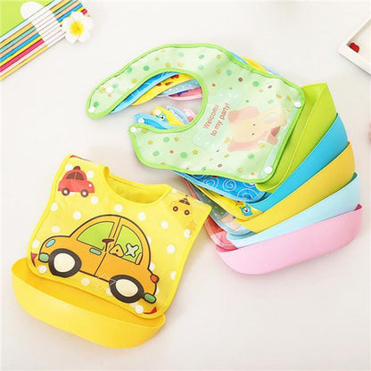 1pcs Plastic Dining Feeding Bip/ Bib/ Bibs with Food Catcher for Kids Multicolor Available ( Random Colour ) (P-2169)