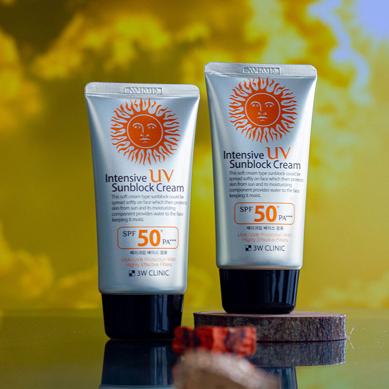 3W Clinic Intensive UV Sunblock Cream SPF50 Pa+++ 70ml (For Make up Base Use Also) (P-2191)